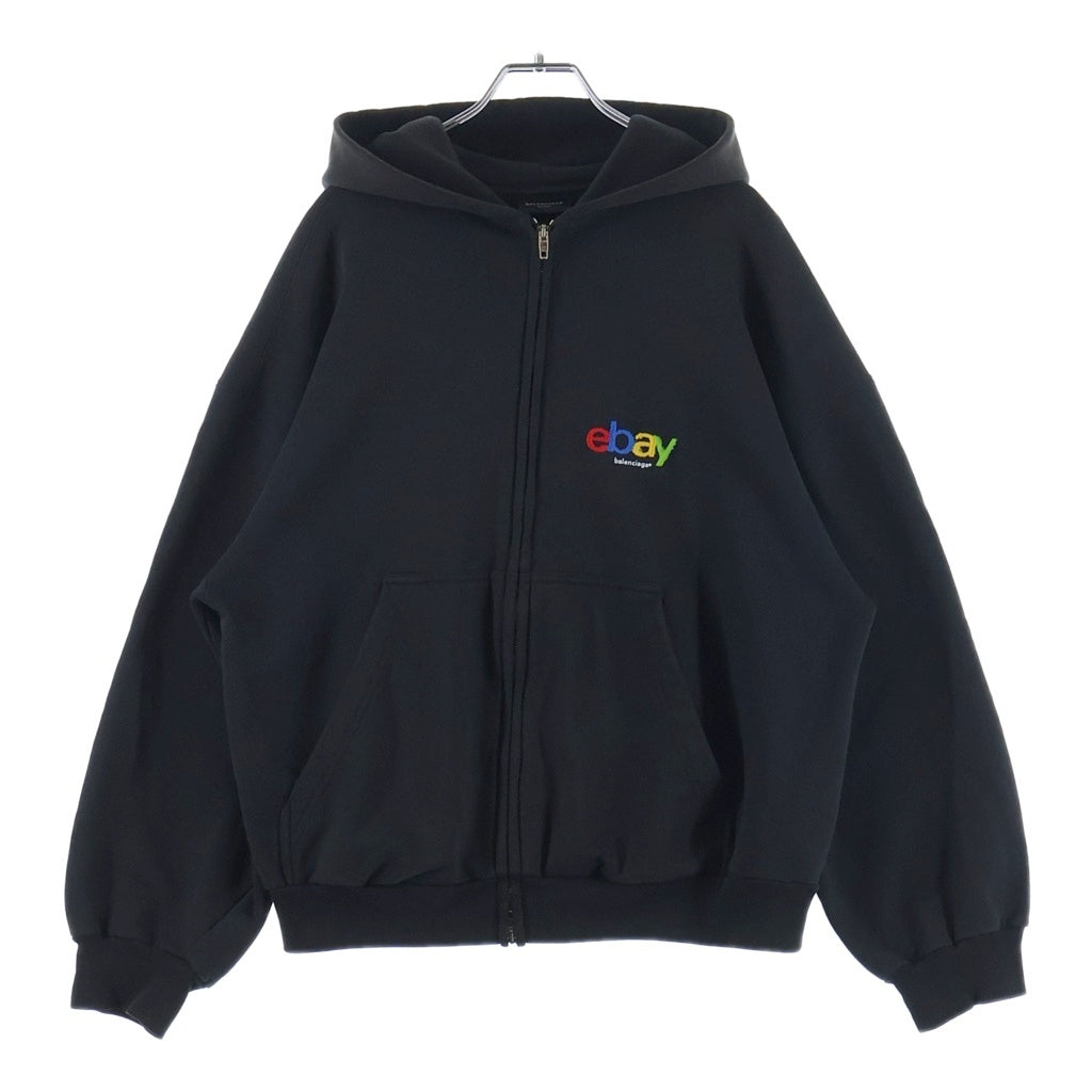 BALENCIAGA(バレンシアガ) 24AW eBay ZIP-UP HOODIE イーベイロゴ刺繍 ジップアップスウェットパーカー フーディー ブラック 803264 TRVD2