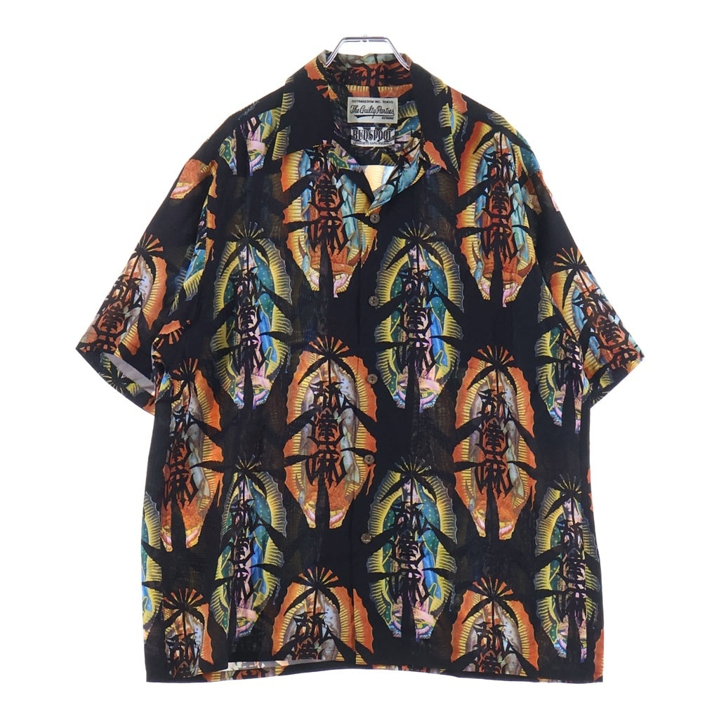 WACKO MARIA(ワコマリア) 21SS ×BUDSPOOL HAWAIIAN SHIRT バッズプール 舐達磨 木目ボタン ハワイアン半袖シャツ ブラック