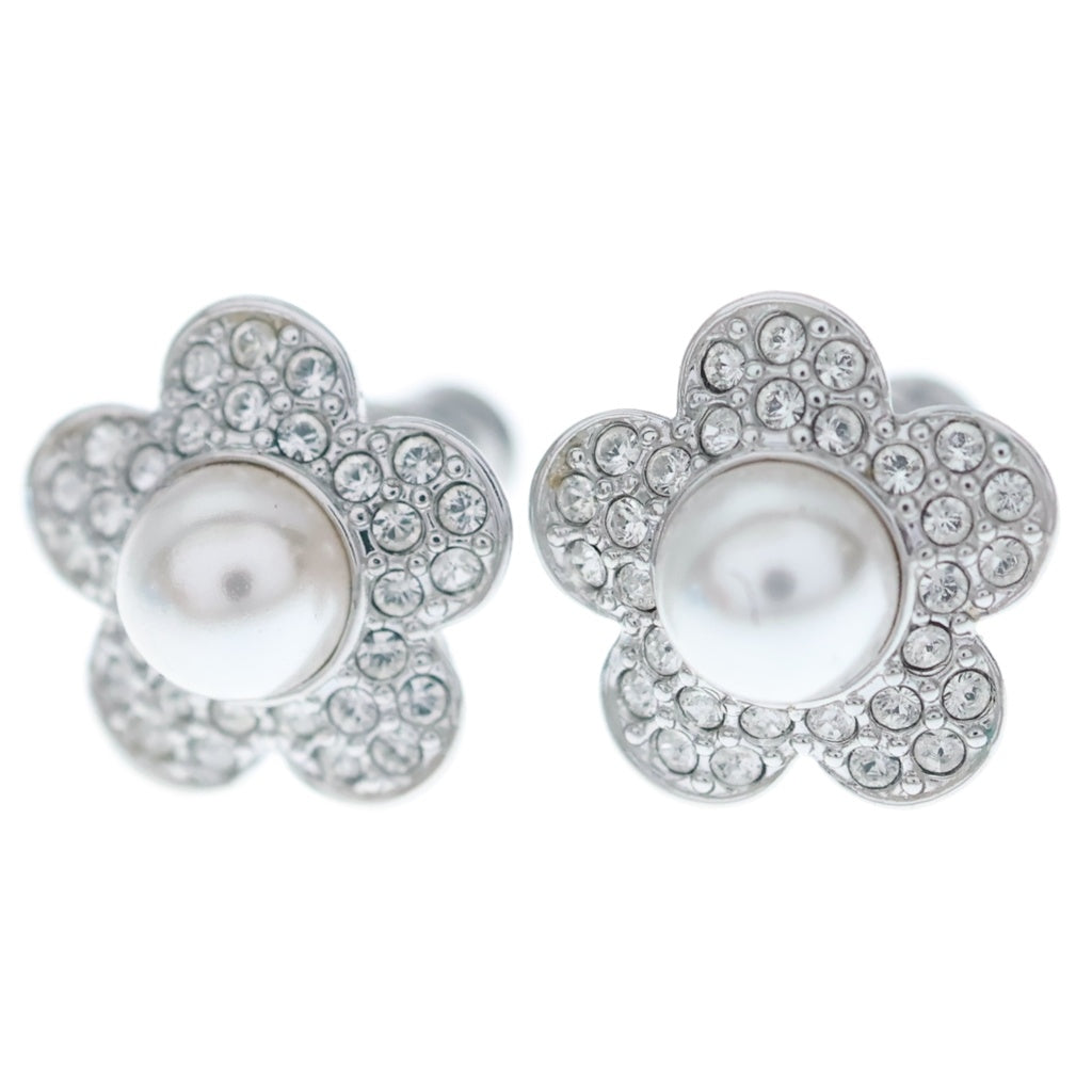 SWAROVSKI(スワロフスキー) ×ARIANA GRANDE セット クリスタルパール ラウンドカット フラワー ロジウムプレーティング ネックレス ピアス シルバー/ホワイト 5749180 レディース
