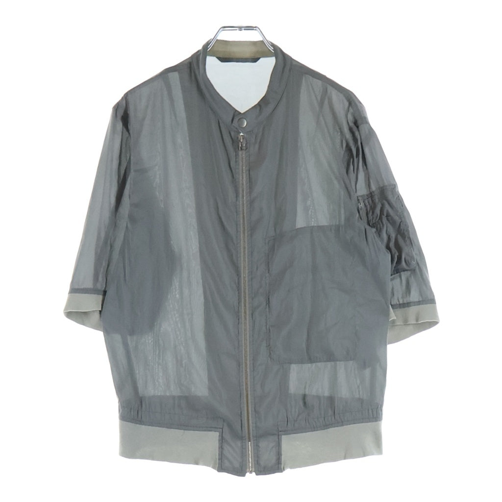 HELMUT LANG(ヘルムートラング) ポリエステル シアー フルジップアップ 半袖シャツ グレー 17-1204131