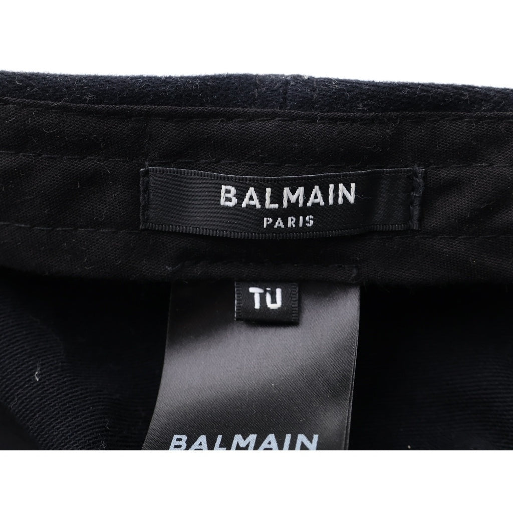BALMAIN(バルマン) ポリエステル コットン ロゴプリント 6パネル ベースボールキャップ 帽子 ブラック XA000B016