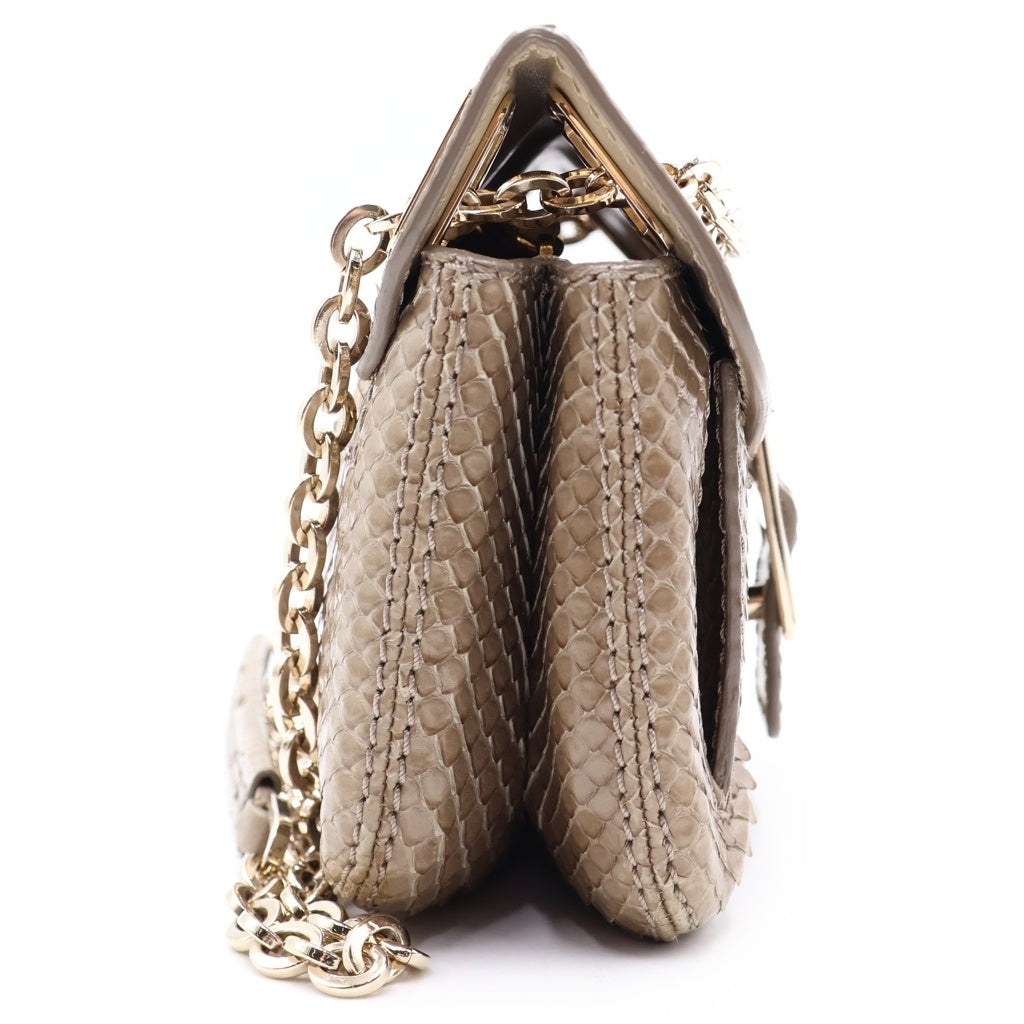 Roger Vivier(ロジェヴィヴィエ) パイソンレザー チェーンショルダーバッグ グレー ゴールド金具 レディース