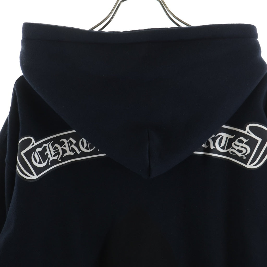 CHROME HEARTS(クロムハーツ) OLD BACK FLARE バックフレア スクロールラベルプリント裏地サーマル ダガージップアップパーカー フーディ ブラック