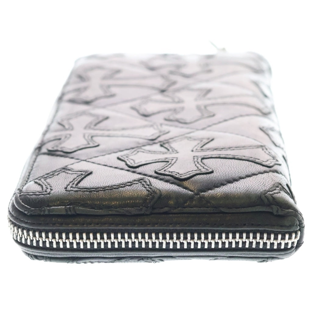 CHROME HEARTS(クロムハーツ) REC F ZIP QUILTED WALLET セメタリークロス キルティング レザーロングウォレット 長財布 ブラック