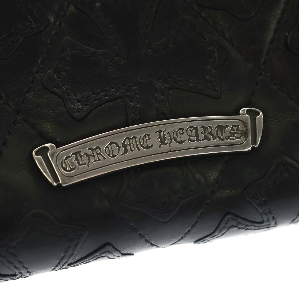 CHROME HEARTS(クロムハーツ) REC F ZIP QUILTED WALLET セメタリークロス キルティング レザーロングウォレット 長財布 ブラック