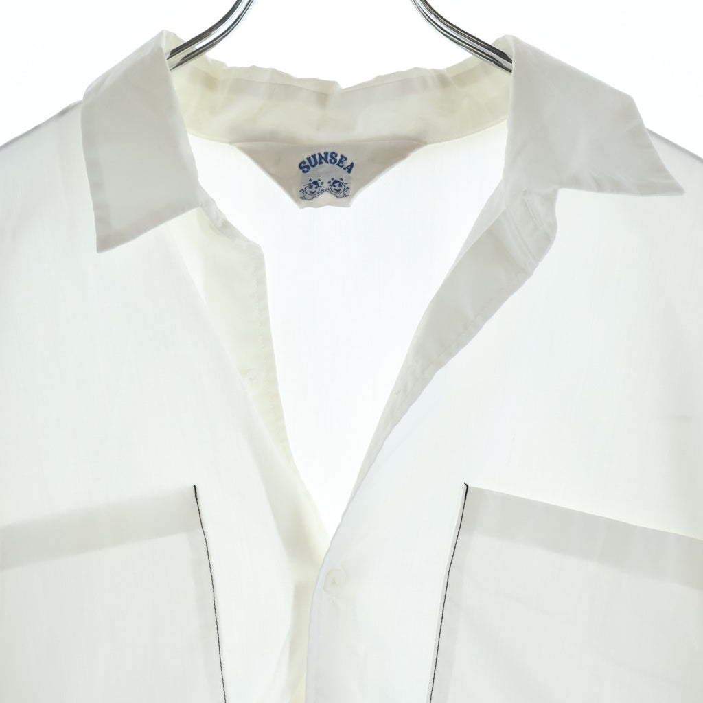 SUNSEA(サンシー) 22SS COTTON JOHNNY.D SHIRT コットン ジョニーD ポケットステッチ 長袖シャツ ホワイト 22S14