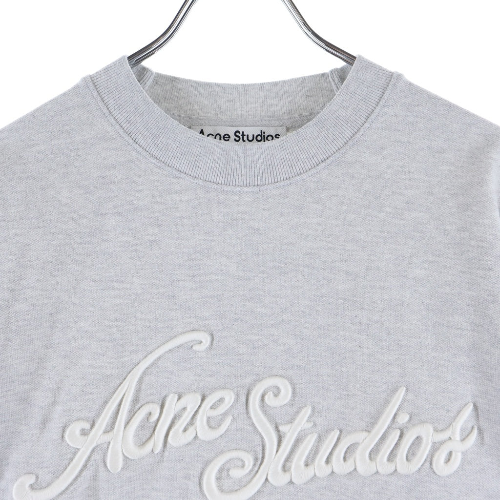 Acne Studios(アクネ ストゥディオズ) コットン 3D ロゴエンブロイダリー コットン 長袖Tシャツ カットソー グレー CL0369