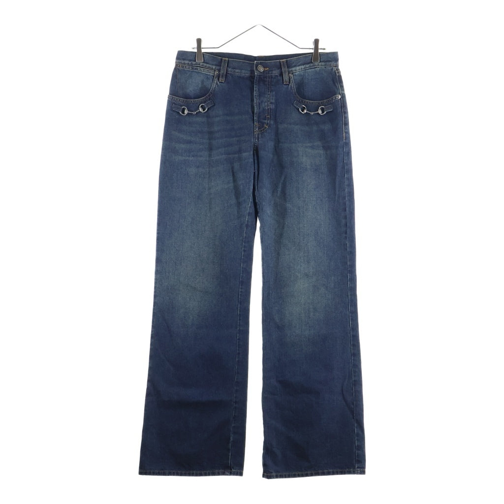 GUCCI(グッチ) 26SS ホースビット ウォッシュドコットン ストレート デニムパンツ インディゴ 866906 XDDFW