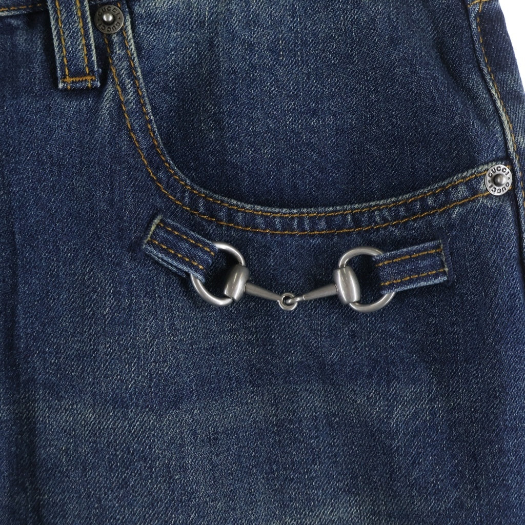 GUCCI(グッチ) 26SS ホースビット ウォッシュドコットン ストレート デニムパンツ インディゴ 866906 XDDFW