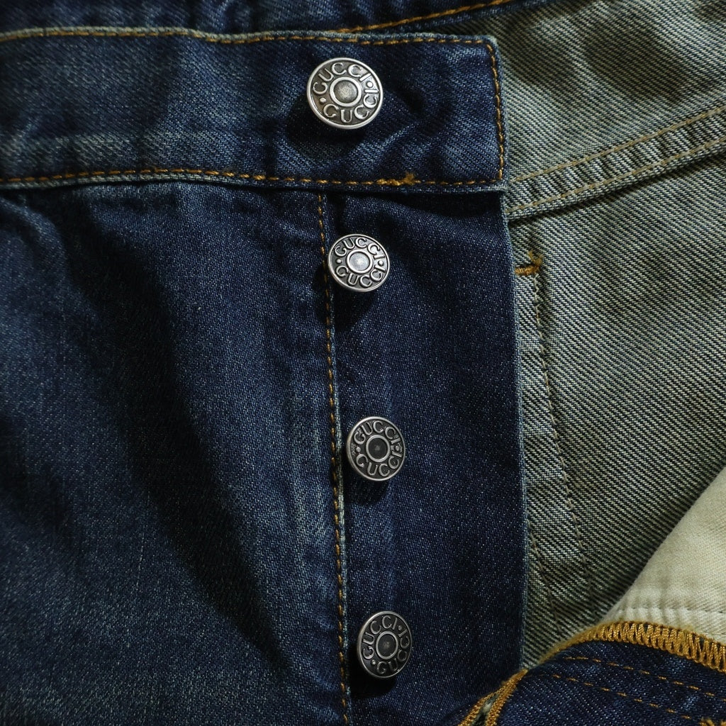 GUCCI(グッチ) 26SS ホースビット ウォッシュドコットン ストレート デニムパンツ インディゴ 866906 XDDFW