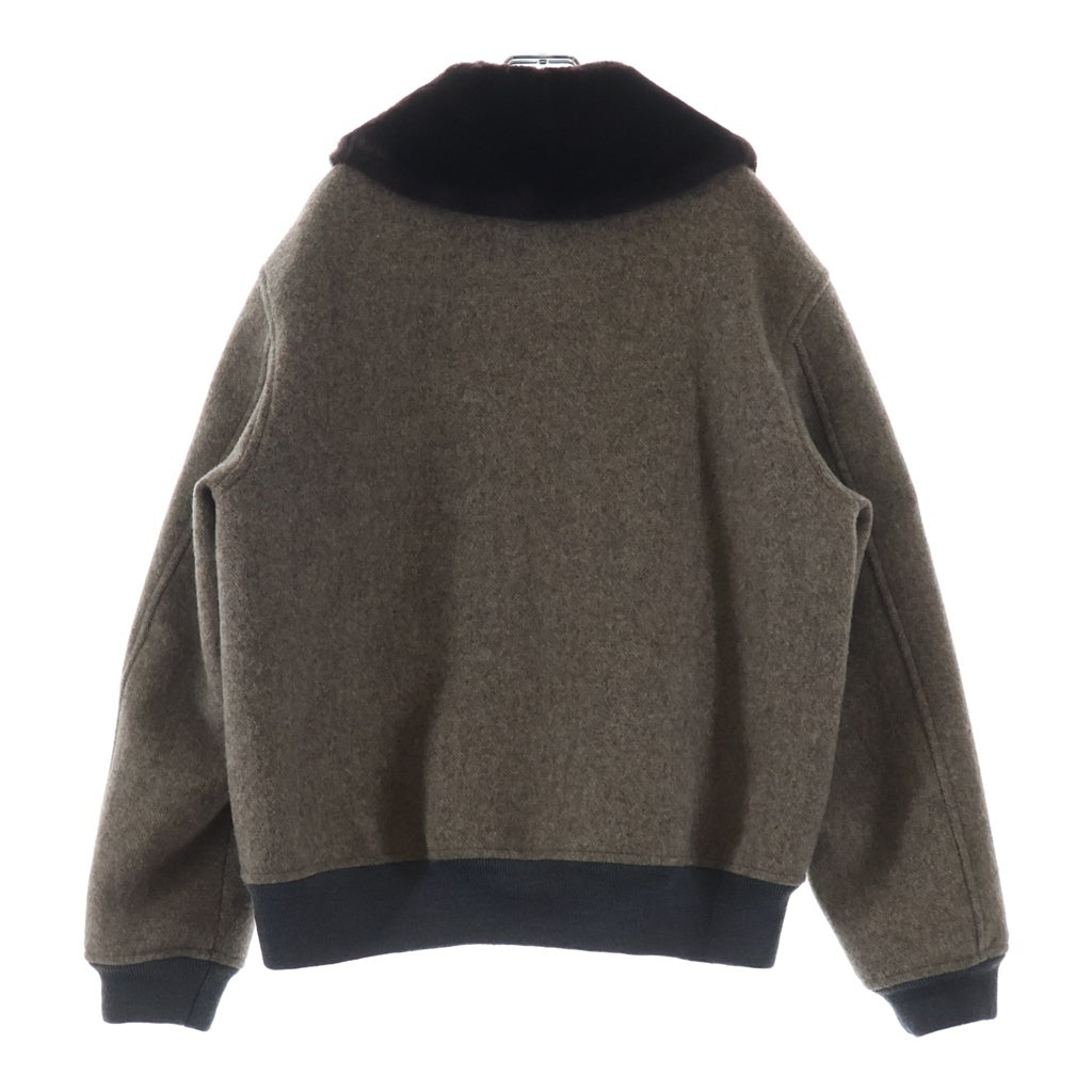 miumiu(ミュウミュウ) 25AW SHETLAND PADDED BLOUSON シェットランド 裏地キルティング ウールジップアップブルゾン ブラウン ML1363