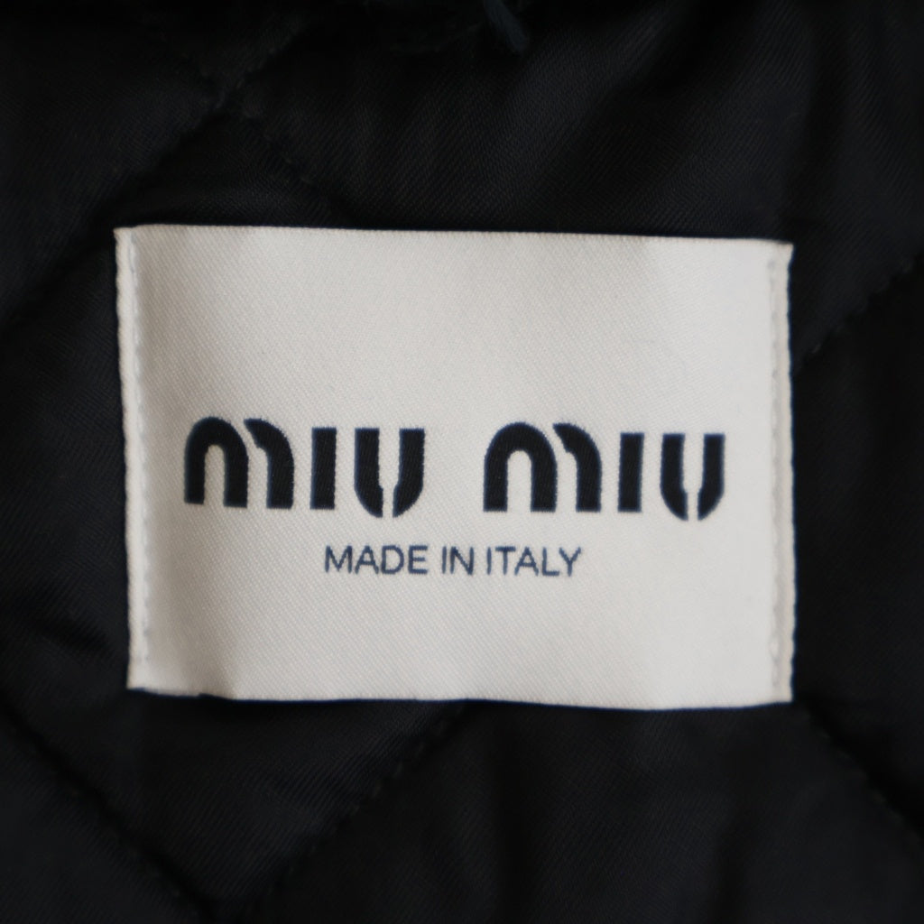 miumiu(ミュウミュウ) 25AW SHETLAND PADDED BLOUSON シェットランド 裏地キルティング ウールジップアップブルゾン ブラウン ML1363