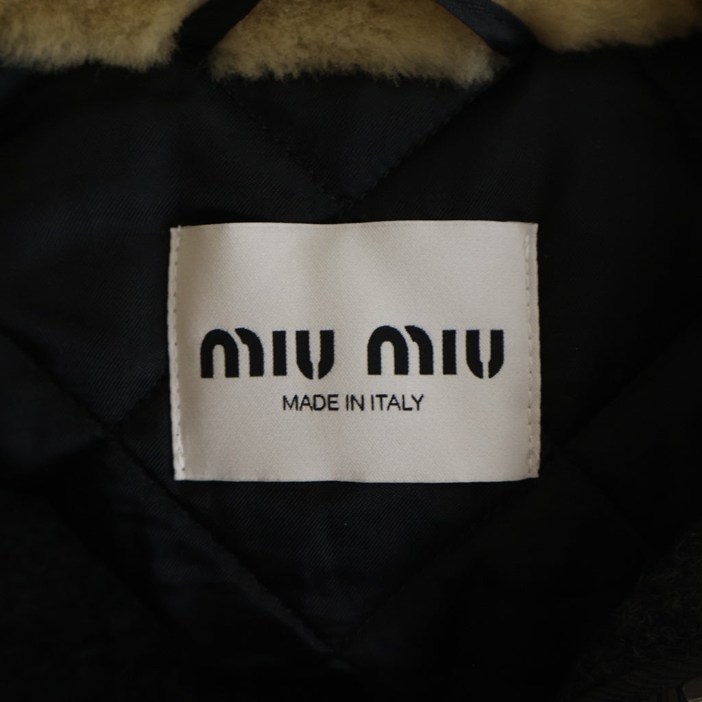 miumiu(ミュウミュウ) 25AW SHETLAND PADDED BLOUSON シェットランド 裏地キルティング ウールジップアップブルゾン グレー ML1363