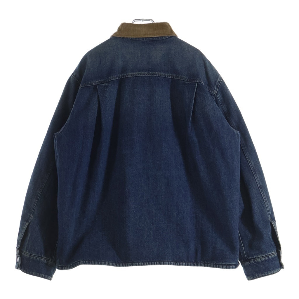miumiu(ミュウミュウ) 25SS DENIM DOWN JACKET 胸ロゴ刺繍 襟コーデュロイ デニムダウンジャケット インディゴ GWB234