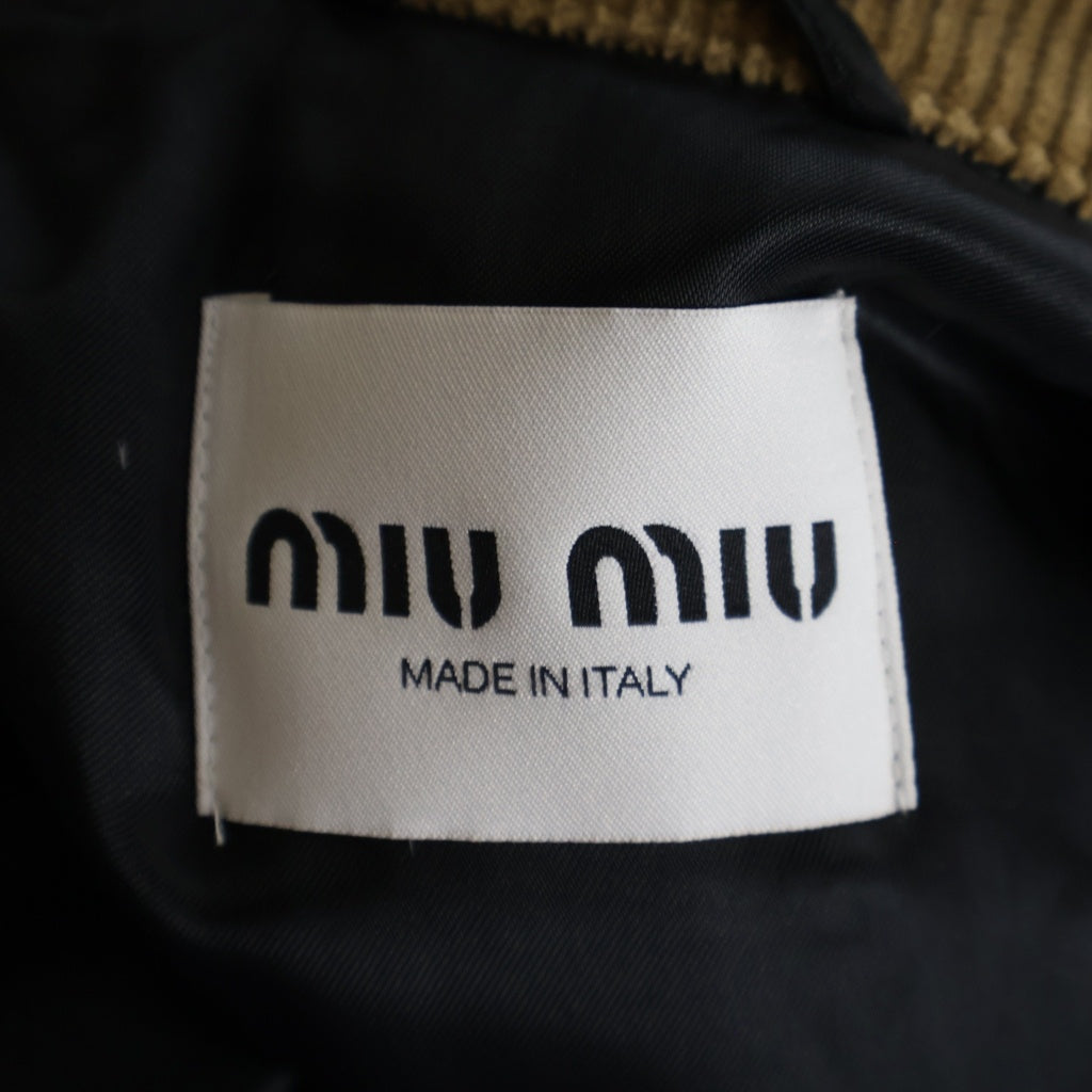 miumiu(ミュウミュウ) 25SS DENIM DOWN JACKET 胸ロゴ刺繍 襟コーデュロイ デニムダウンジャケット インディゴ GWB234