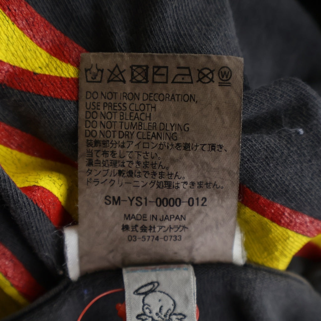 SAINT MICHAEL(セントマイケル) 24AW LS TEE / SOUL ON FIRE ヴィンテージ加工 両面プリントTシャツ 長袖クルーネックカットソー ブラック SM-YS1-0000-012