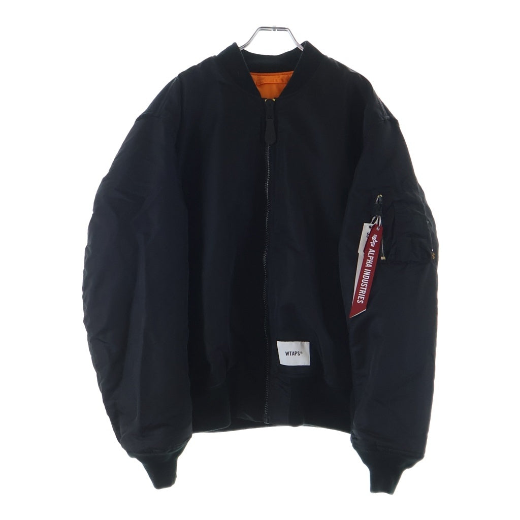 ALPHA INDUSTRIES(アルファ インダストリーズ) 25AW ×WTAPS MA-1 CORE SPEC JACKET ダブルタップス ボーンニット切替 ジップアップ ボンバージャケット ブルゾン ブラック 797-5252036