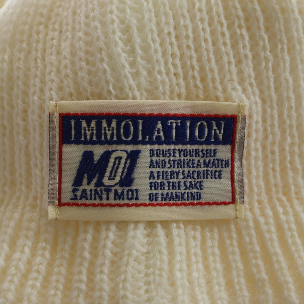SAINT MICHAEL(セントマイケル) 26SS KNIT CAP エンブロイダリーロゴデザイン ニットキャップ ビーニー 帽子 ホワイト SM-YS1-0000-081