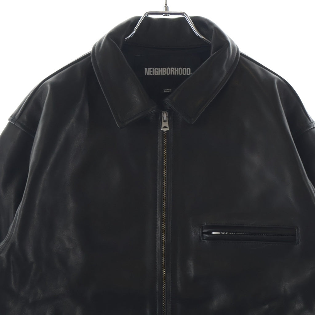 NEIGHBORHOOD(ネイバーフッド) 26SS LEATHER SPORTS JACKET レザースポーツジャケット カウレザー ジップアップブルゾン ブラック 261SZNH-JKM01