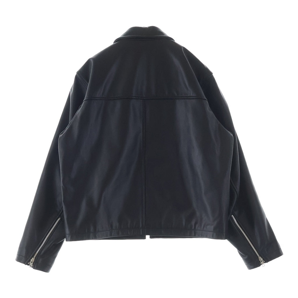STUSSY(ステューシー) LEATHER BING JACKET カウレザー ロゴエンブロイダリー シングルライダース レザージャケット ブラック 115668