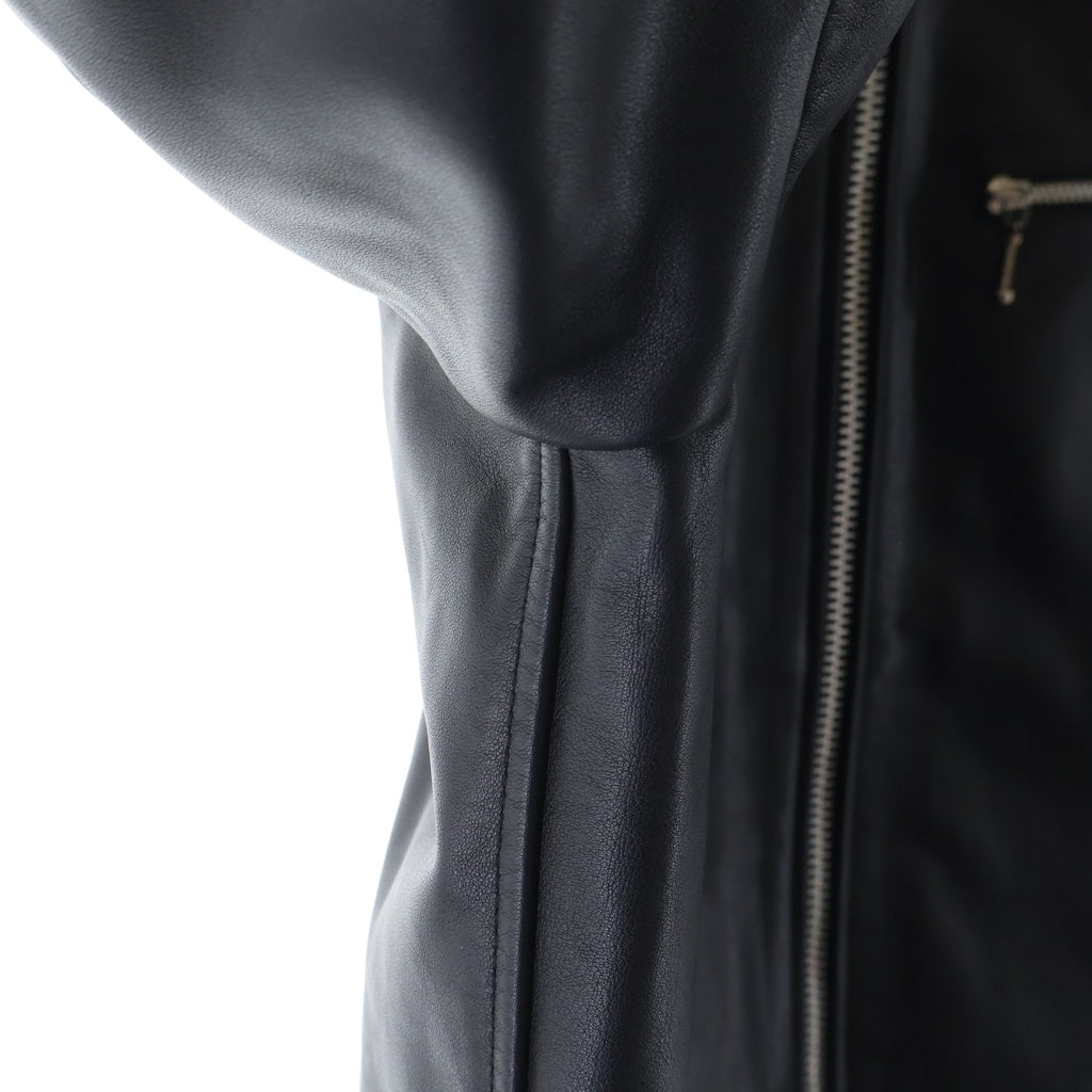 STUSSY(ステューシー) LEATHER BING JACKET カウレザー ロゴエンブロイダリー シングルライダース レザージャケット ブラック 115668