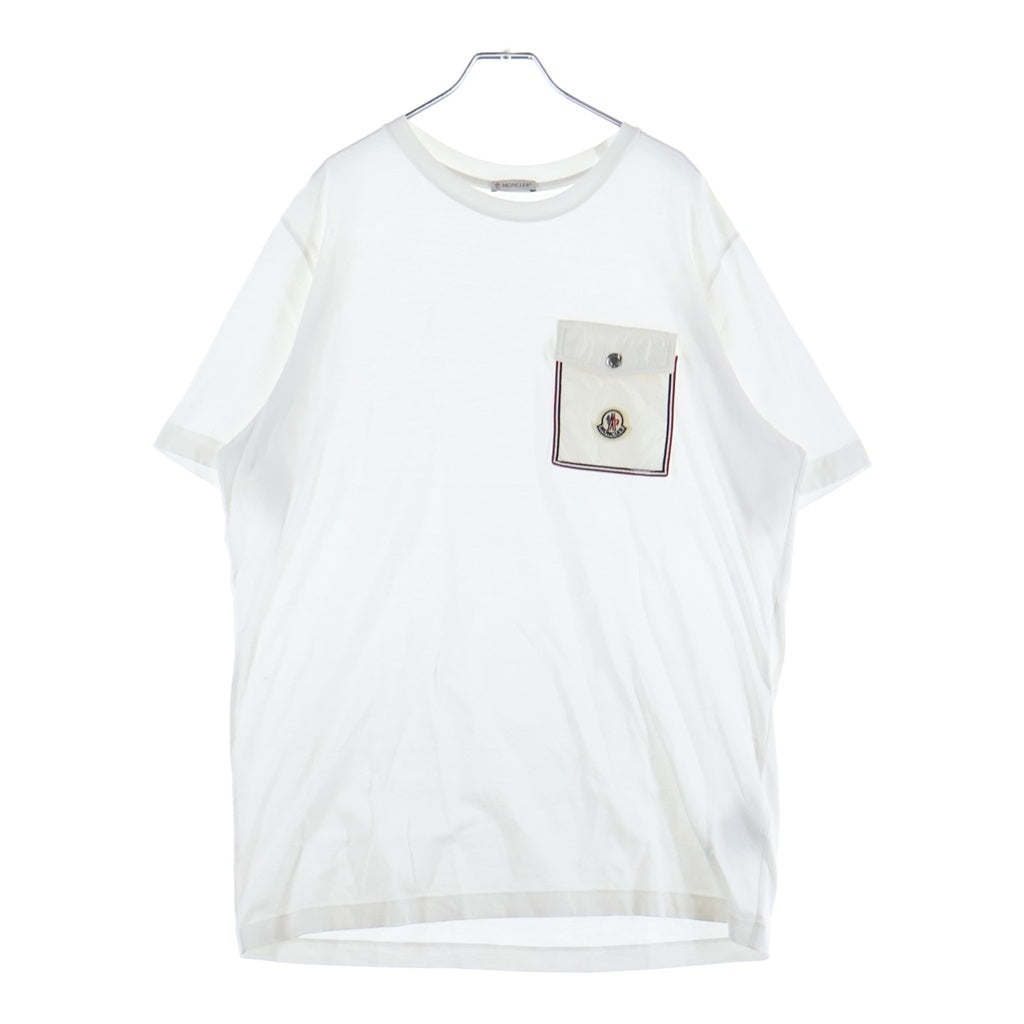 MONCLER(モンクレール) 22SS SS T-SHIRT トリコロール 胸ポケット ロゴエンブロイダリー クルーネック 半袖Tシャツ カットソー ホワイト H10918C00048 8390Y