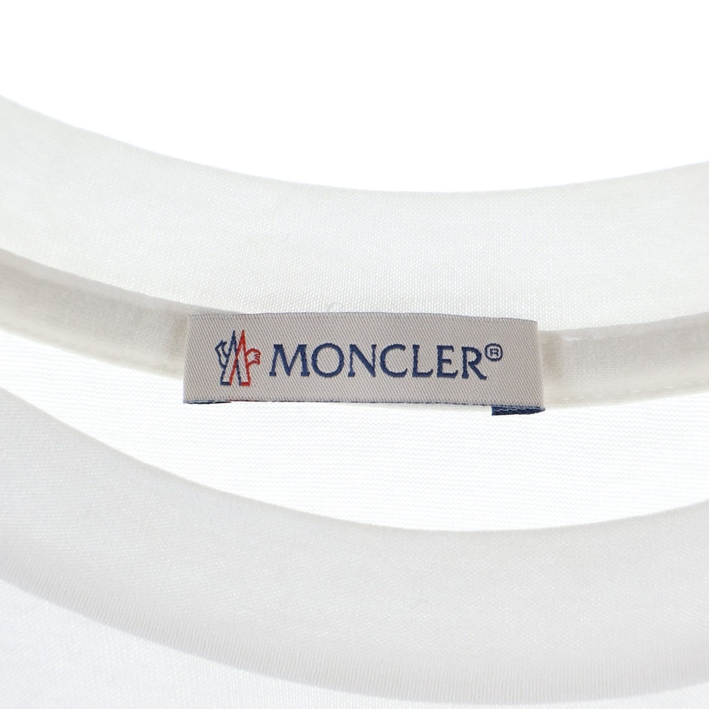 MONCLER(モンクレール) 22SS SS T-SHIRT トリコロール 胸ポケット ロゴエンブロイダリー クルーネック 半袖Tシャツ カットソー ホワイト H10918C00048 8390Y
