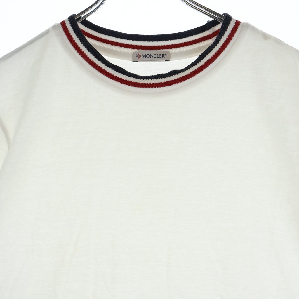 MONCLER(モンクレール) 18SS MAGLIA T-SHIRT マグリア 袖ロゴエンブロイダリー トリコロール クルーネック 半袖Tシャツ カットソー ホワイト D10918028300 8390Y