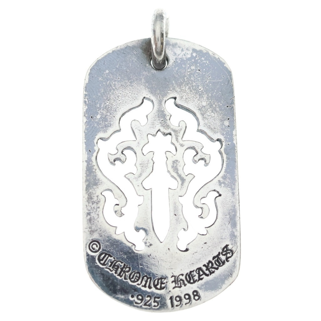 CHROME HEARTS(クロムハーツ) OLD D TAG LRG DAGGER ヴァインダガーカットアウトドッグタグ ラージ ペンダントトップ シルバー BCA240