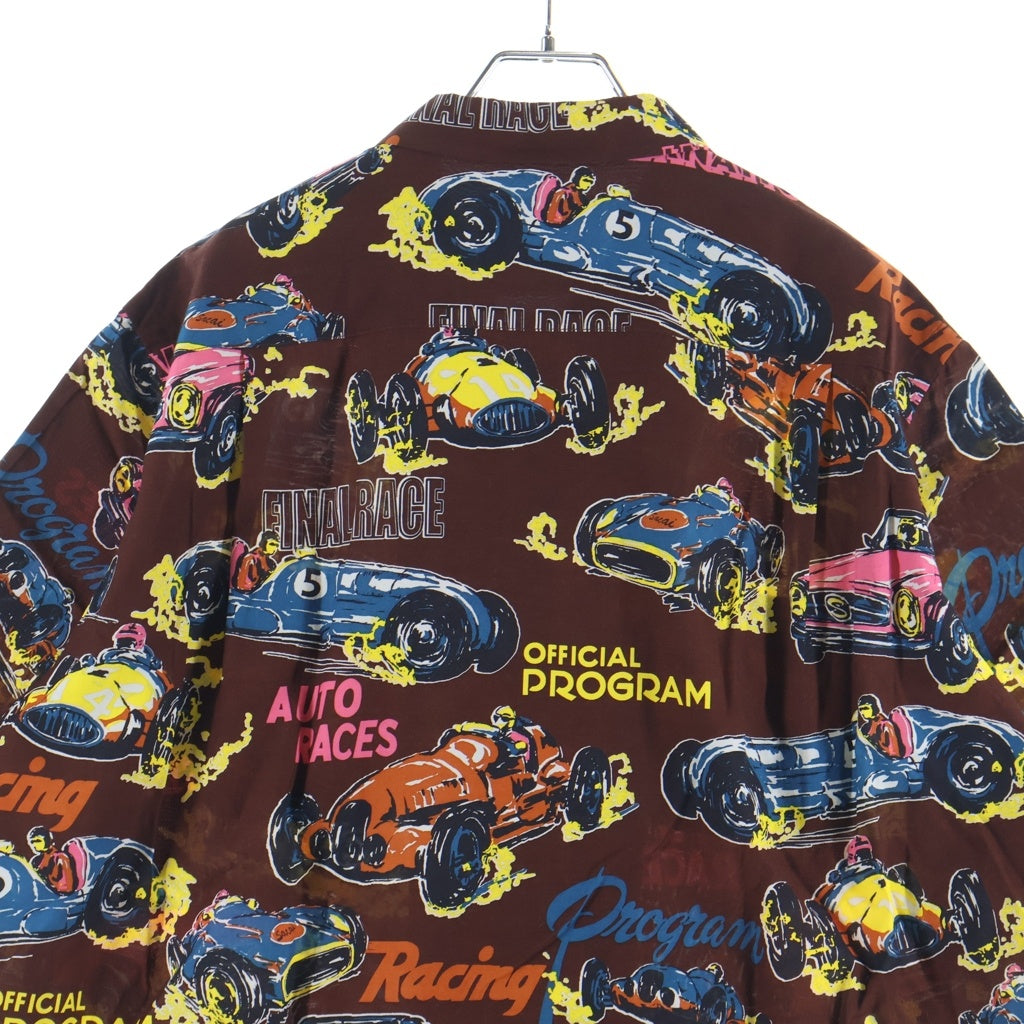 Sacai(サカイ) 25SS CAR RACE TROPICAL PRINT SHIRT カーレース トロピカル 総プリント 半袖 オープンカラーシャツ ブラウン 25-03653M