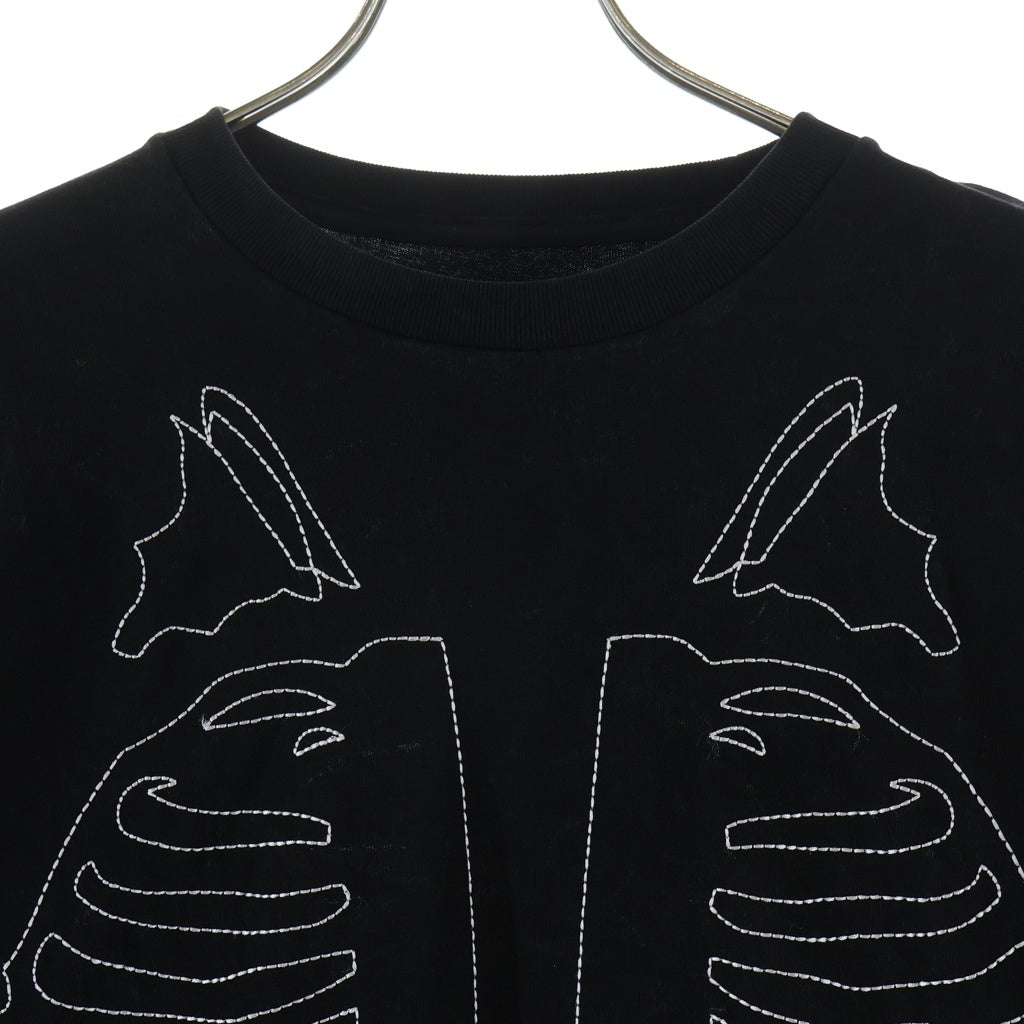 AWAKE NY(アウェイク ニューヨーク) 25AW ×VANSON BONES WAFFLE T‐SHIRT バンソン ボーンズ ワッフル クルーネック長袖Tシャツ カットソー ブラック/ホワイト