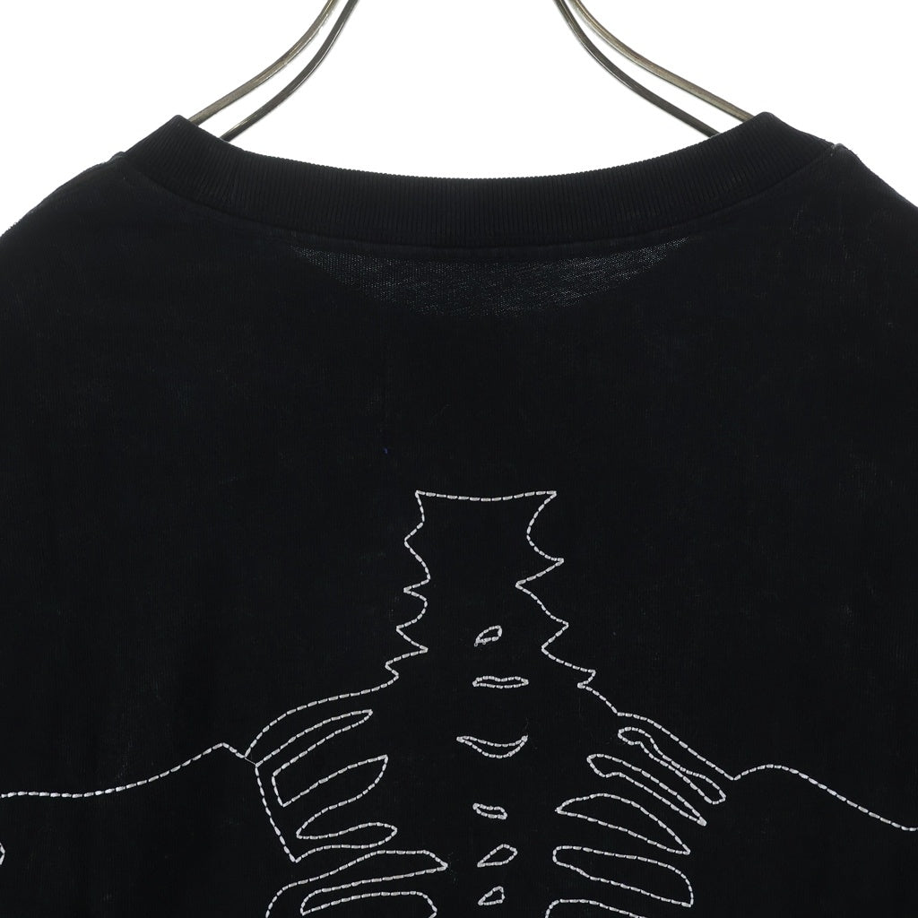 AWAKE NY(アウェイク ニューヨーク) 25AW ×VANSON BONES WAFFLE T‐SHIRT バンソン ボーンズ ワッフル クルーネック長袖Tシャツ カットソー ブラック/ホワイト