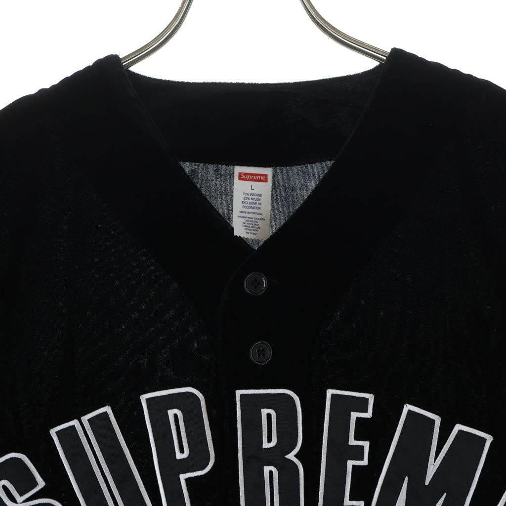 SUPREME(シュプリーム) 25SS Velvet Baseball Jersey ベルベット ベースボール ジャージ 半袖フットボールシャツ ブラック