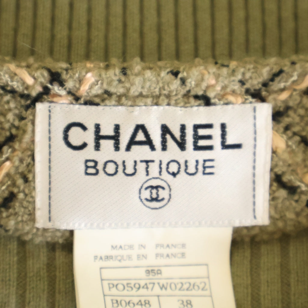 CHANEL(シャネル) 95AW ココボタン ツイードニット切替 ワンピース レディース カーキ PO5925W02257