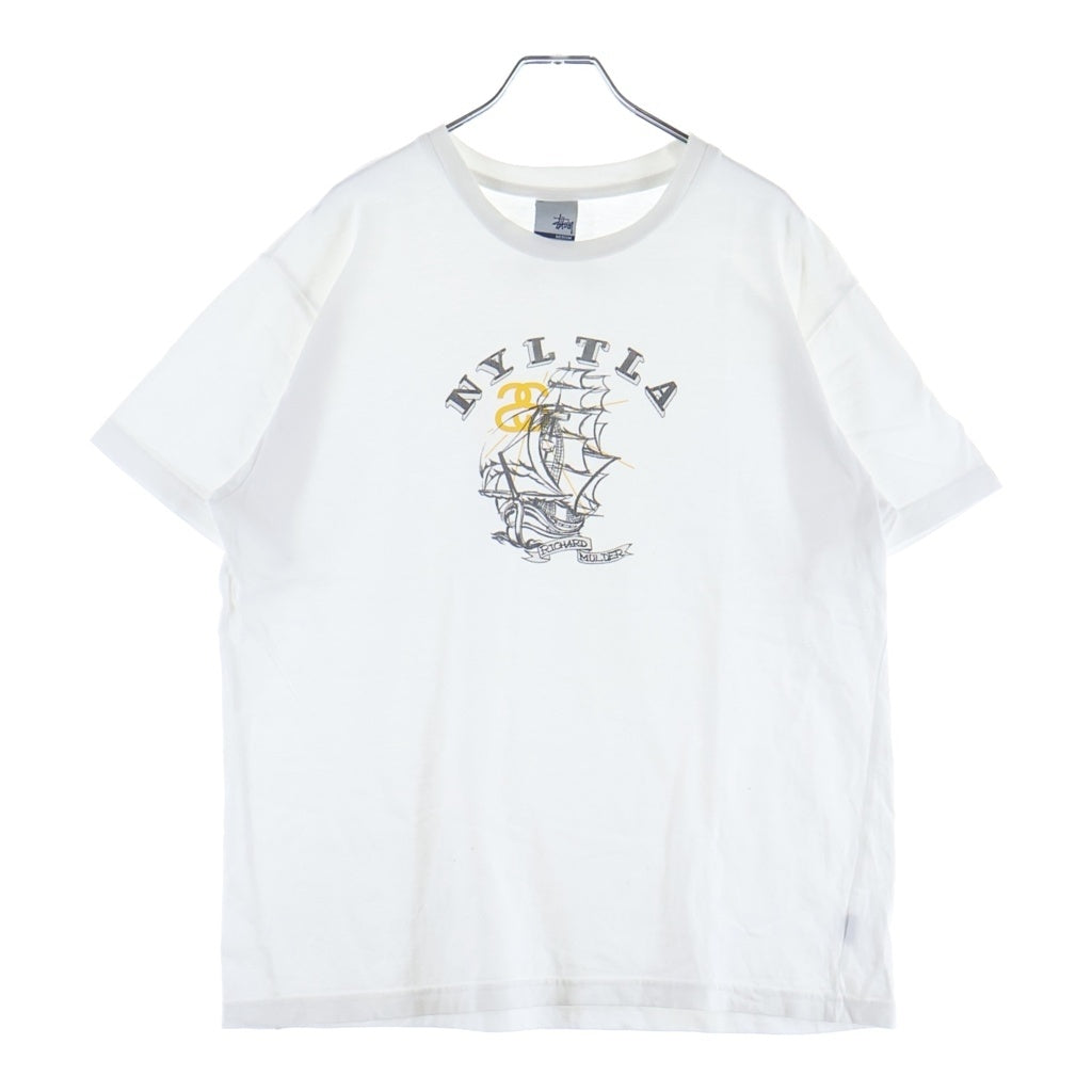 STUSSY(ステューシー) 90-00S RICHARD MULDER リチャードモルダー グラフィックプリント クルーネック半袖Tシャツ カットソー ホワイト