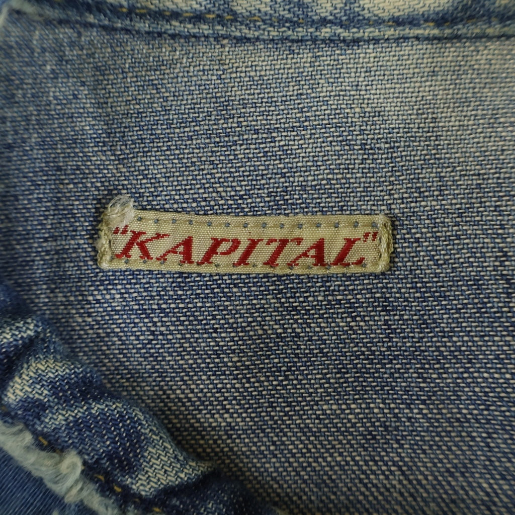 KAPITAL(キャピタル) BORO ボロ 刺し子 ヴィンテージ加工 デニム長袖シャツ インディゴ