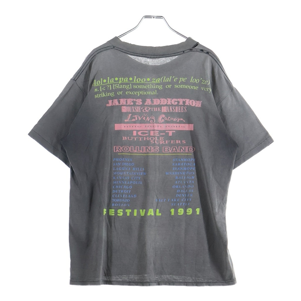 VINTAGE(ヴィンテージ) 90S VINTAGE LOLLAPALOOZA 1991 ヴィンテージ ロラパルーザ ツアー 両面プリントTシャツ 半袖クルーネックカットソー ブラック