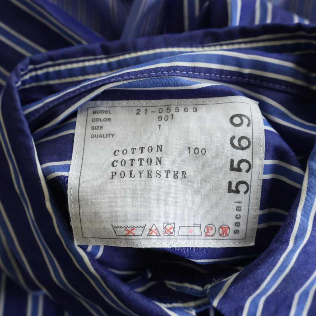 Sacai(サカイ) 21SS COTTON STRIPE DRESS コットンストライプドレスシャツ ワンピース ブルー 21-05569 レディース