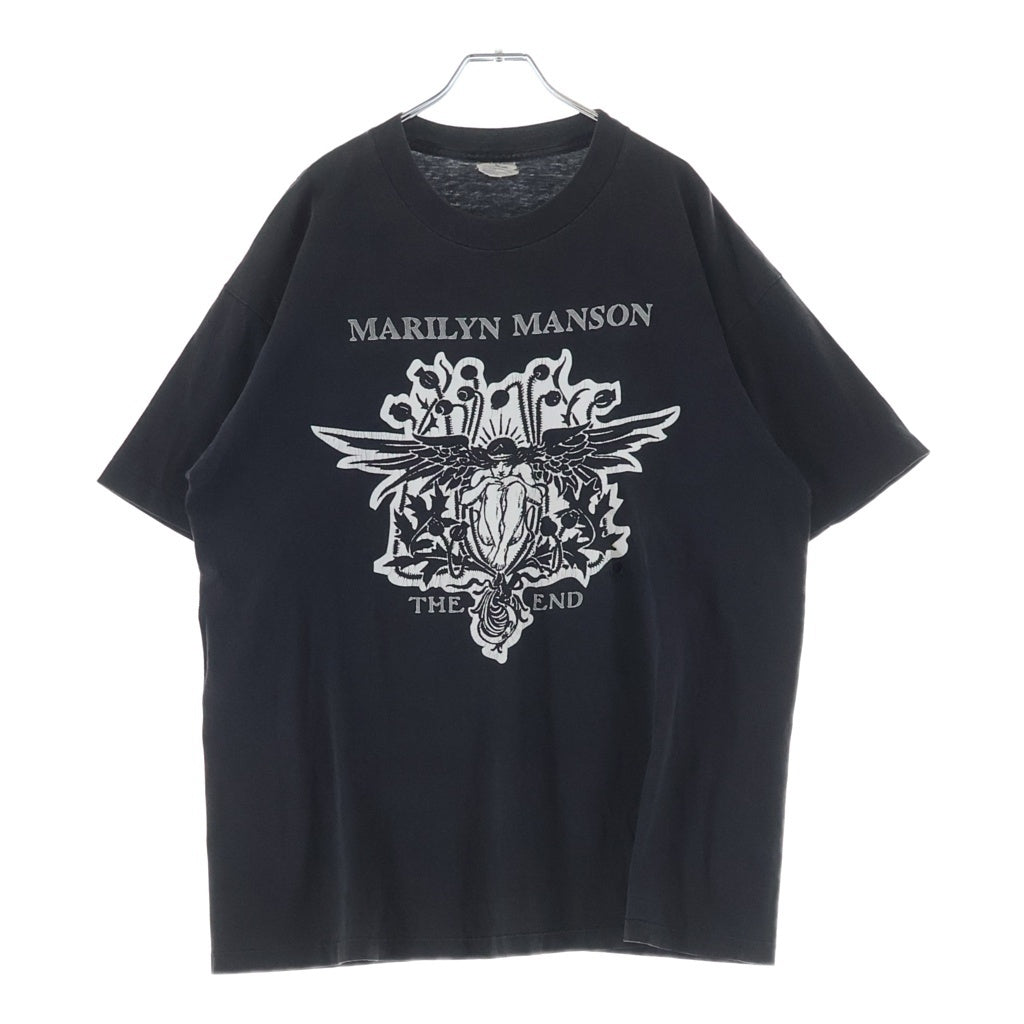 VINTAGE(ヴィンテージ) 90S MARILYN MANSON THE END マリリンマンソン ジエンド USA製 フロントプリント クルーネック半袖Tシャツ カットソー ブラック