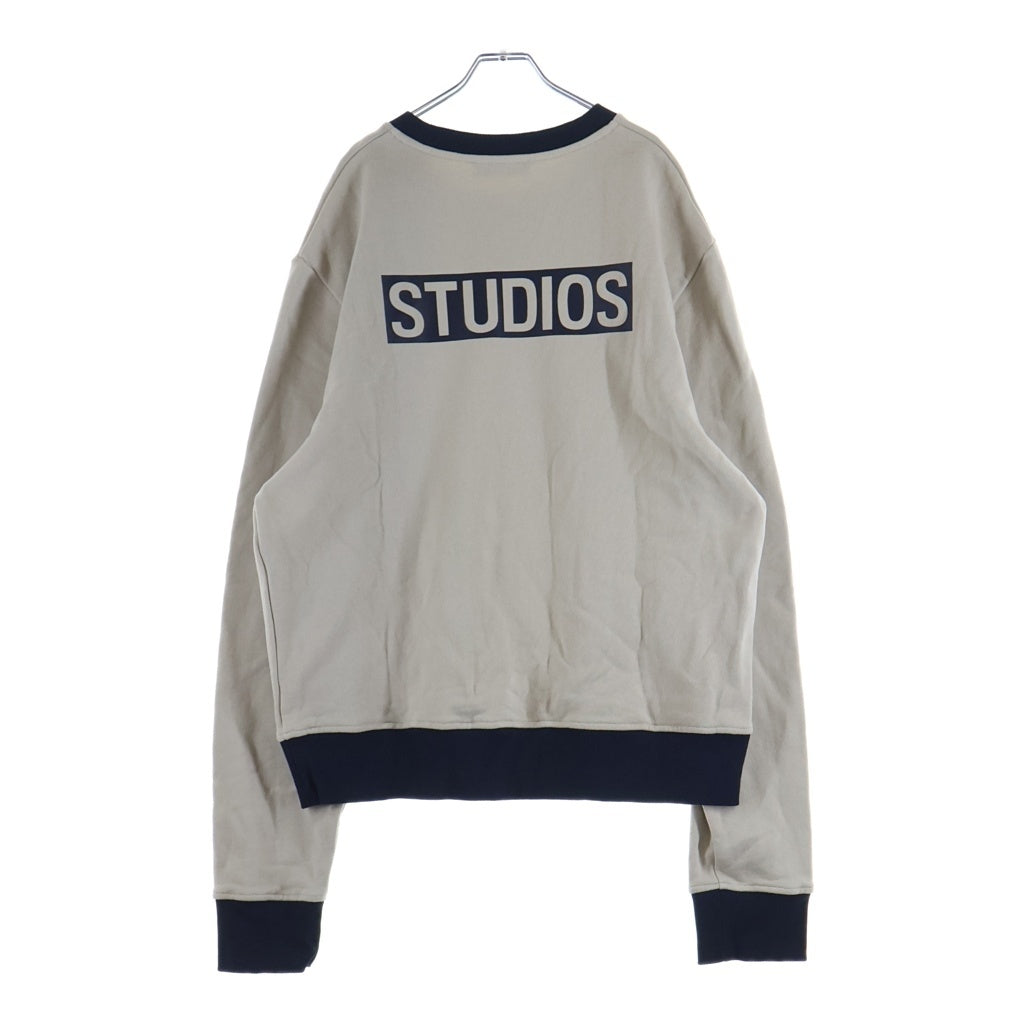 entire studios(エンタイア スタジオ) 26SS CONTRO CREW コントロ ロゴプリント クルーネックスウェットシャツ トレーナー ベージュ/ネイビー ESU-S26-1087