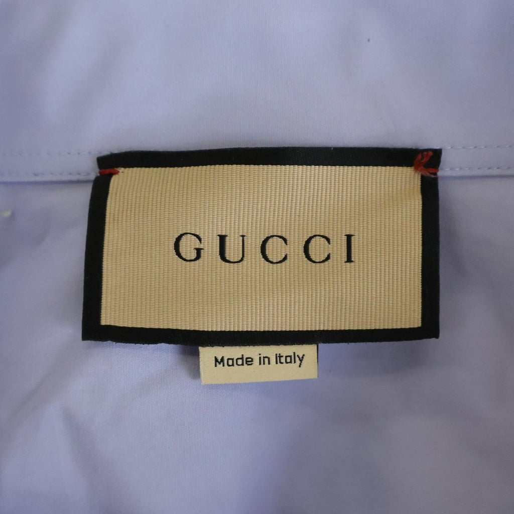 GUCCI(グッチ) 24SS Embroidered Shirt ロゴエンブロイダリー オーバーサイズ 半袖シャツ ブルー 769558 ZAJP1