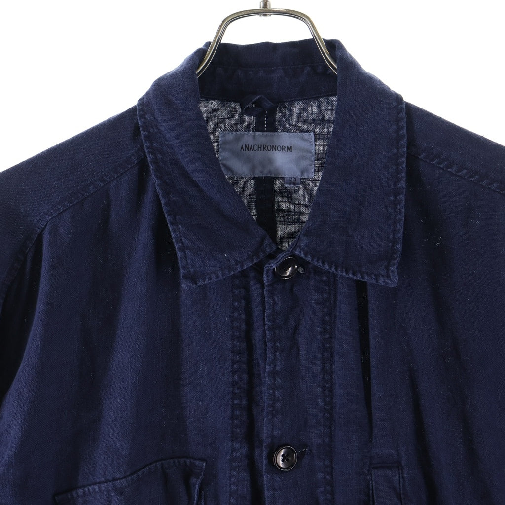 anachronorm(アナクローム) SULFUR DYED LINEN UTILITY JACKET 硫化染めリネン ユーティリティジャケット ネイビー