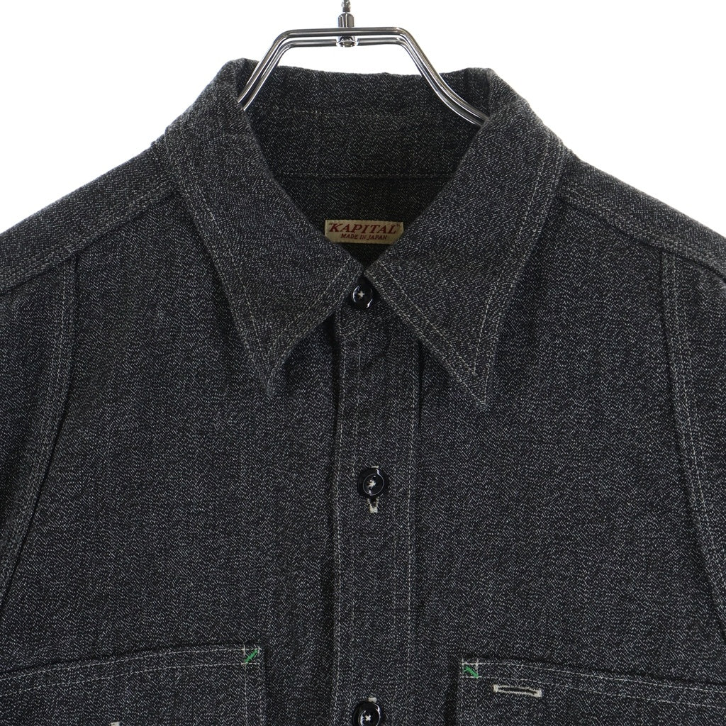 KAPITAL(キャピタル) GRANDRELLE 2TONES BONE PATCH VENTILATOR WORKSHIRT ボーンワークシャツ ブラック