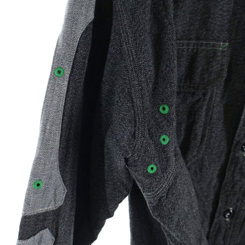 KAPITAL(キャピタル) GRANDRELLE 2TONES BONE PATCH VENTILATOR WORKSHIRT ボーンワークシャツ ブラック