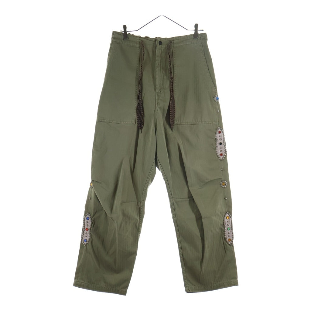KAPITAL キャピタル Sulfur Herringbone Easy Baker Pants サイドスタッズ 硫化ヘリンボーンベイカーパンツ カーキ KAPITAL(キャピタル) Sulfur Herringbone Easy Baker Pants サイド