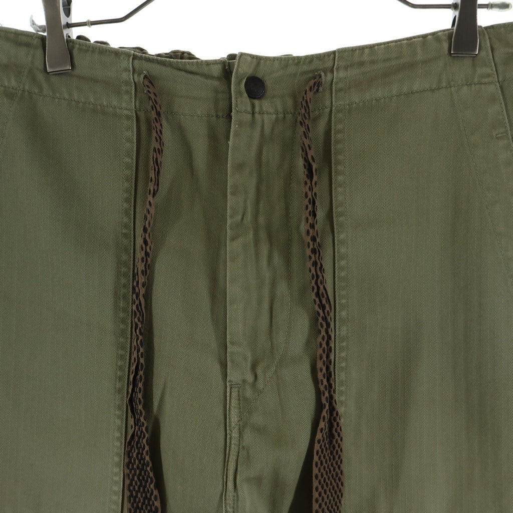 KAPITAL(キャピタル) Sulfur Herringbone Easy Baker Pants サイドスタッズ 硫化ヘリンボーンベイカーパンツ カーキ