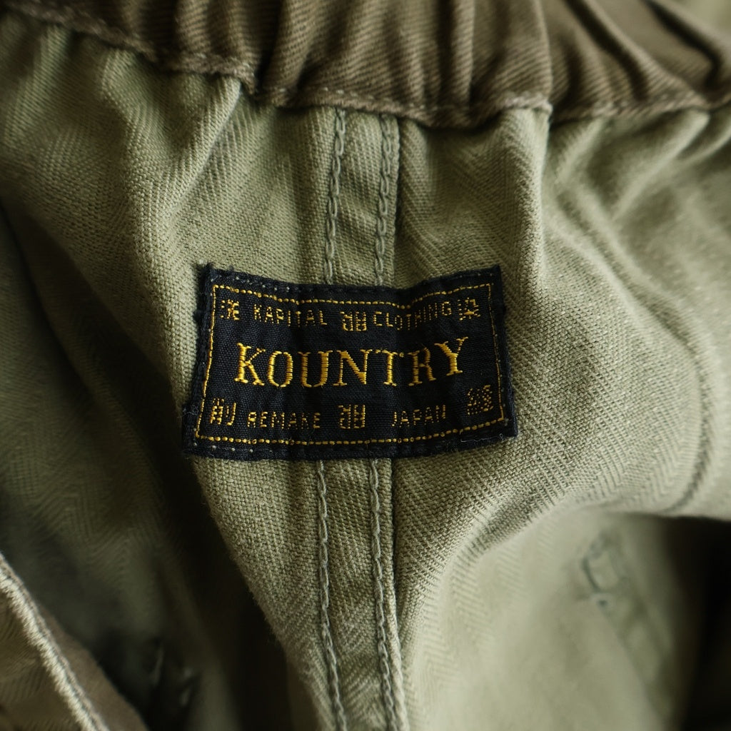 KAPITAL(キャピタル) Sulfur Herringbone Easy Baker Pants サイドスタッズ 硫化ヘリンボーンベイカーパンツ カーキ
