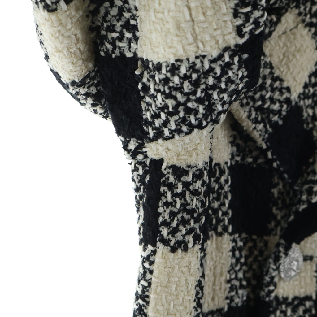 CHANEL(シャネル) ツイード ブロックチェック ダブルコート P54393V37464 ホワイト/ブラック レディース