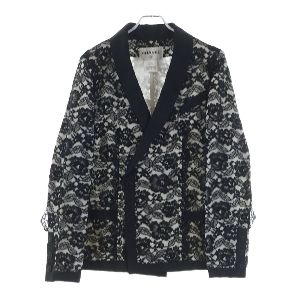 CHANEL(シャネル) 総レース ショールカラージャケット ホワイト/ブラック P47451W05443 メンズサイズ
