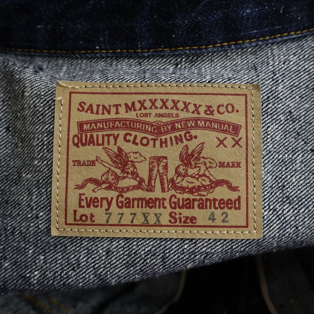SAINT MICHAEL(セントマイケル) ×BERBERJIN ベルベルジン 777XX 2NDタイプ ワンウォッシュ ヴィンテージ加工 デニムトラッカージャケット インディゴ SM-A23-0000-C16